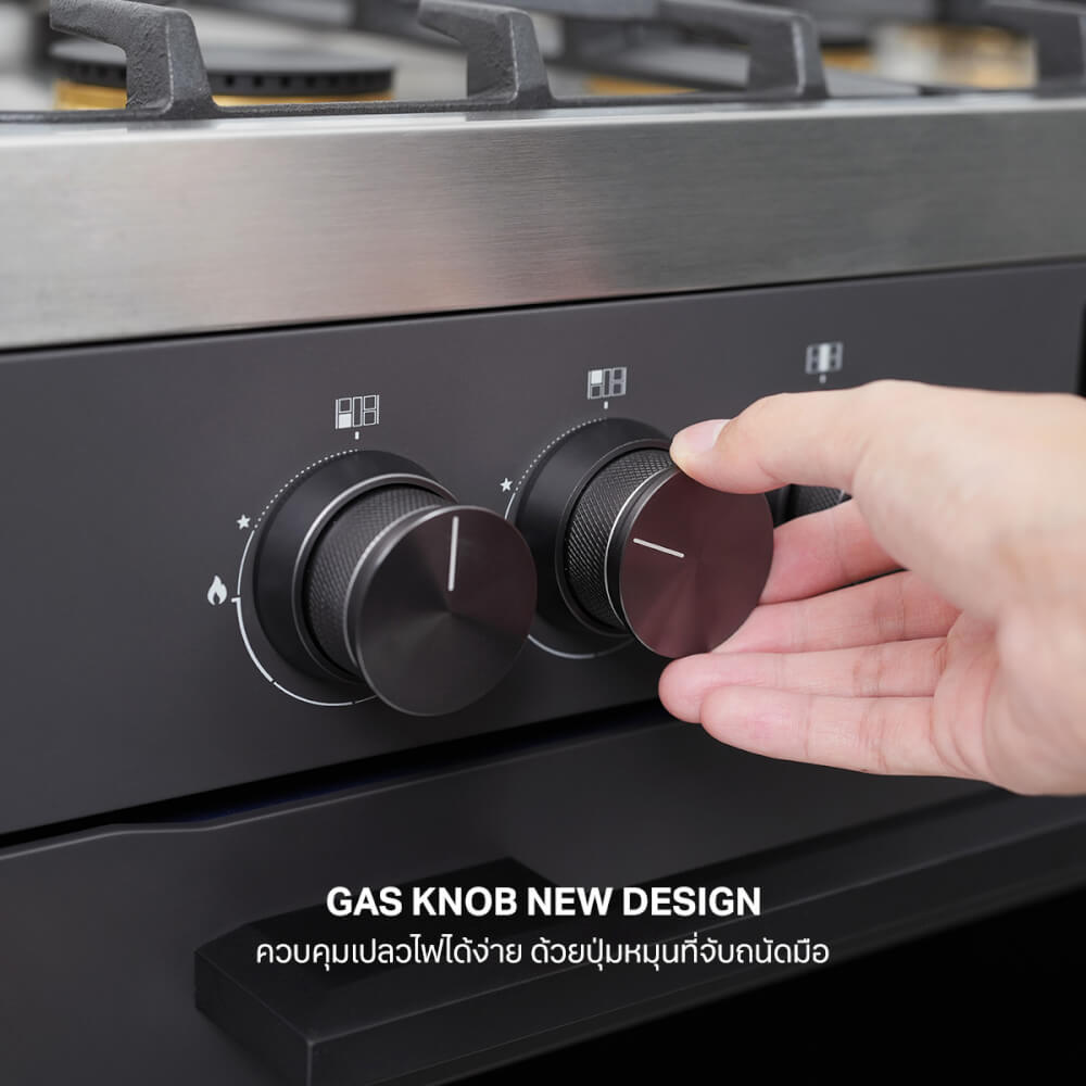 เตาแก๊สพร้อมเตาอบตั้งพื้น FREESTANDING แบรนด์ EVE รุ่น JASPER MATT สีเทาดำ ขนาด 90 เซนติเมตร_4